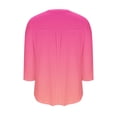 thumbnail image 4 of Business Casual Blouses Womens 3/4 Sleeve Gradient Loose Tops Fashion Work Dressy Flowy Shirts Pullover, Hot Pink 2XL, 4 of 5