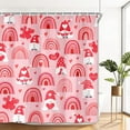 thumbnail image 4 of Valentines Day Gnomes Shower Curtain Blush Pink, Love Hearts Rainbow Romantic Bathroom Decor, Cute Chic Happy Valentines Day Retro 70s Style Fabric Bath Curtain with Hooks 72X72 Inches, 4 of 6