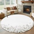 thumbnail image 2 of White Floral Large Area Rugs for Bedroom Living Room, Soft Non Slip Carpet Bedside Rug, Vintage Botanicals Blossom Motif Spring Round Floor Cover Kitchen Accent Rug 8' for Dining Room/Office, 2 of 9