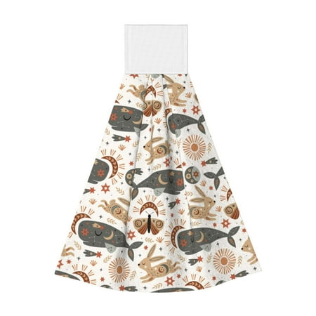 

Horeoi Ramadan Whale Print Coral Fleece Microfiber Hanging Hand Towel Absorbent Hand Towel Quick Dry Thicken Cleaning Cloths Wipes Rags for Kitchen & Bathroom