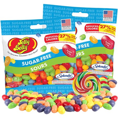 Sour Jelly Beans, Sugar Free Candy, Pack of 2, 2.8 Ounces Per Bag