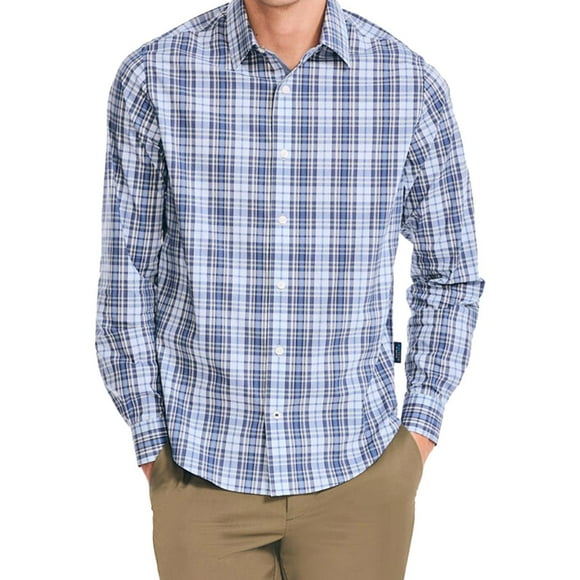 Nautica Chemise à Carreaux Ajustée pour Hommes, Bleu, Petit