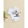 thumbnail image 4 of Suagox Baby Girl Boy Summer Romper Short Sleeve Crew Neck Duck Letter Print Casual Playsuit for 0-18 Months Baby, 4 of 10