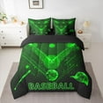 thumbnail image 2 of Homewish Modern Stereoscopic Geometric 7-Piece Bedding Comforter Set,Baseball Sport Theme King Bedding Sets,Green Black Bed Sheets For Kids Boy,Microfiber Bedroom Decor Reversible, 2 of 8