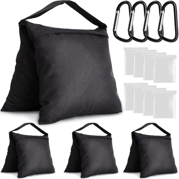 Asunby 4 Pack Heavy Duty Sandbags, Weight Saddlebag for Photography Light Stand, Tripod, Backdrop Stand, Canopy, Pop Up Tent, Fishing Chair & Picnic Table