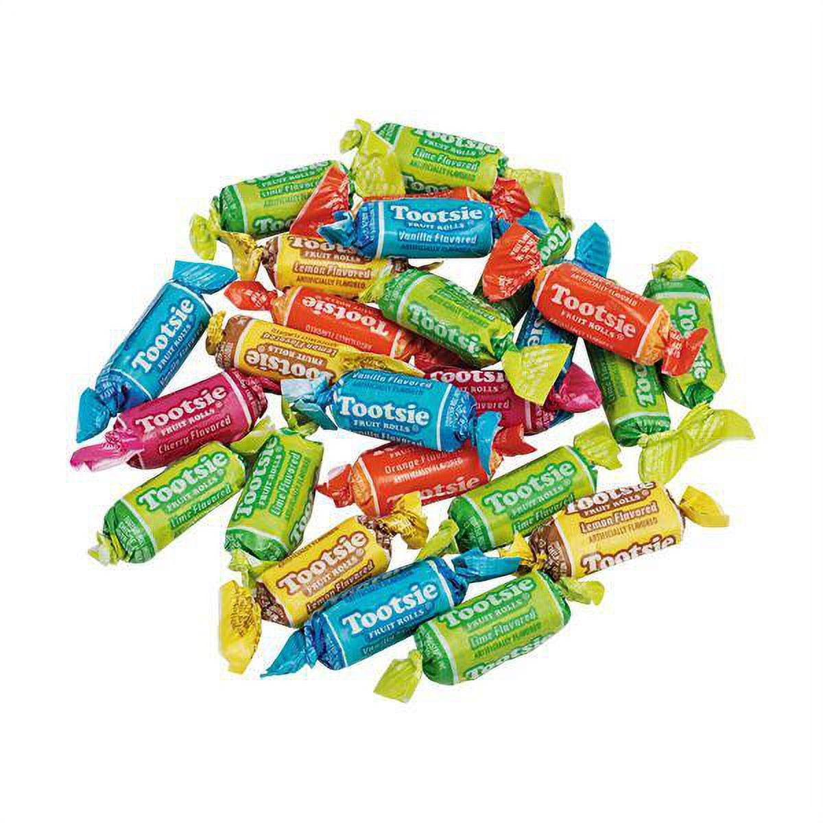 Tootsie, Fruit Chew Rolls, Assorted Fruity Flavored Candy - 37-oz. Resealable Bag. Peanut Free, Gluten Free. Contains Milk and Soy.