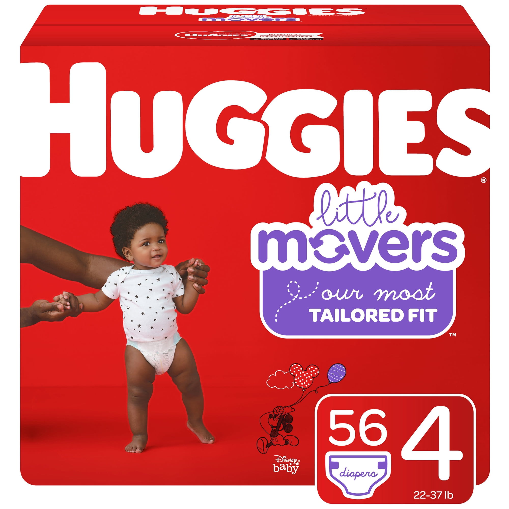 Huggies Little Movers Baby Diapers, Size 4, 56 Ct, Big Pack