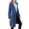 thumbnail image 2 of Sudaderas con Capucha para Mujer, Estilo Oversize, con Cremallera, Ideales para Otoño e Invierno. Chaquetas Largas con Capucha y Bolsillos. Azul XL, 2 of 8