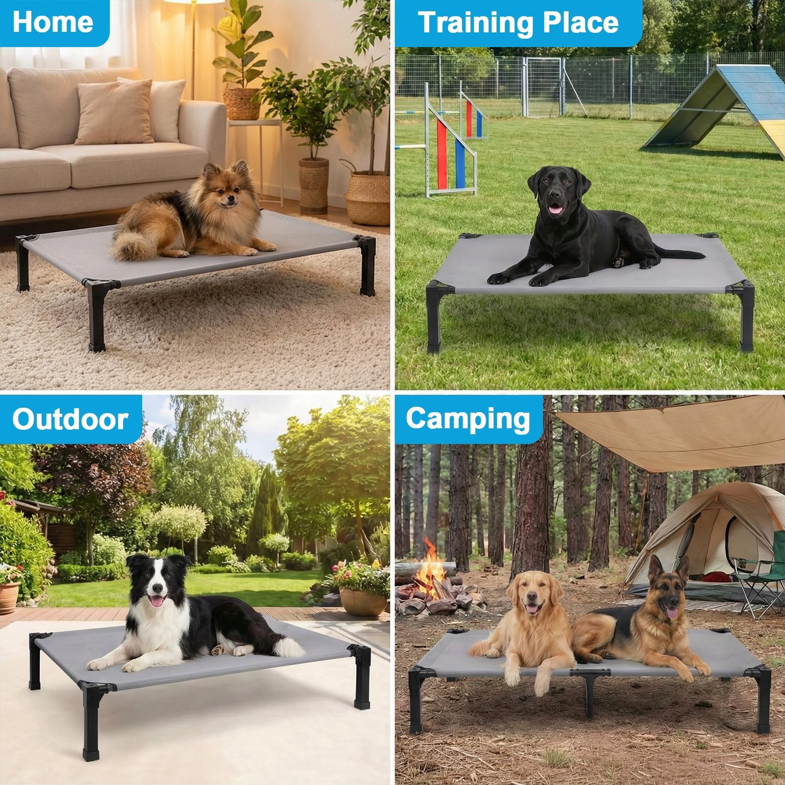 Elevated Dog Bed Raised For Small Dogs  Portable Indoor & Outdoor Pet With No-slip Feets Breathable Mesh Camping