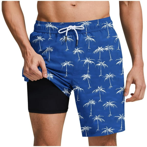 Taqqpue Men's Swim Trunks Plus Size Hawaiian Beach Shorts Bathing Suits Casual Elastic Waist Drawstring Summer Shorts Printed Quick Dry Beach Board Shorts with Pockets S-5XL