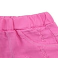 thumbnail image 2 of Baby Girls Casual Denim Shorts Solid Color High Waist Button Ripped Jeans with Side Pockets Purple 2-3 Years, 2 of 6