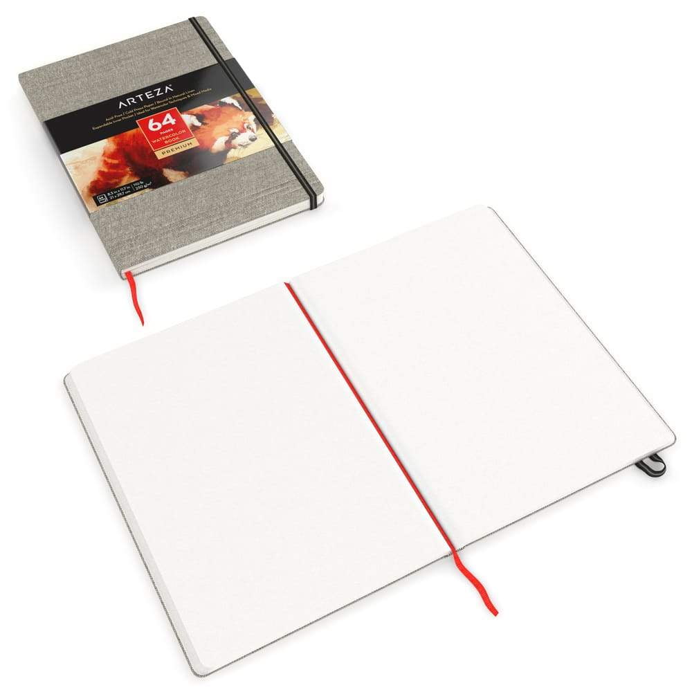 Arteza 8.3" x 11.7" Hardcover Watercolor Paper Pad, 64 Sheets, Set of 2