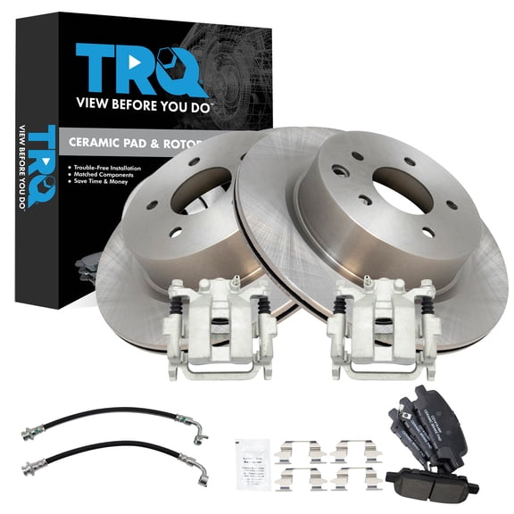 TRQ Rear Brake Pad and Rotor Set Ceramic Calipers Fits 2005-2007 Infiniti G35 2007-2008 Nissan 350Z
