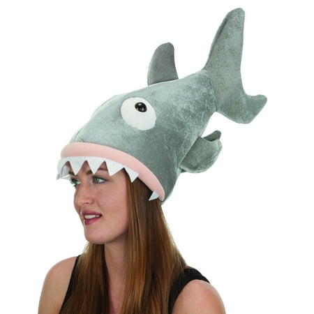 Adults Great White Biting Shark Sea Creature Velvet Hat Costume Accessory