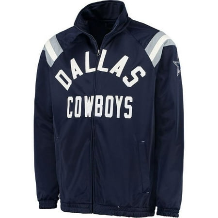 Dallas Cowboys Mens Jackets - Dallas Cowboys Men's Navy Applique Centerfield Full-Zip Track Jacket
