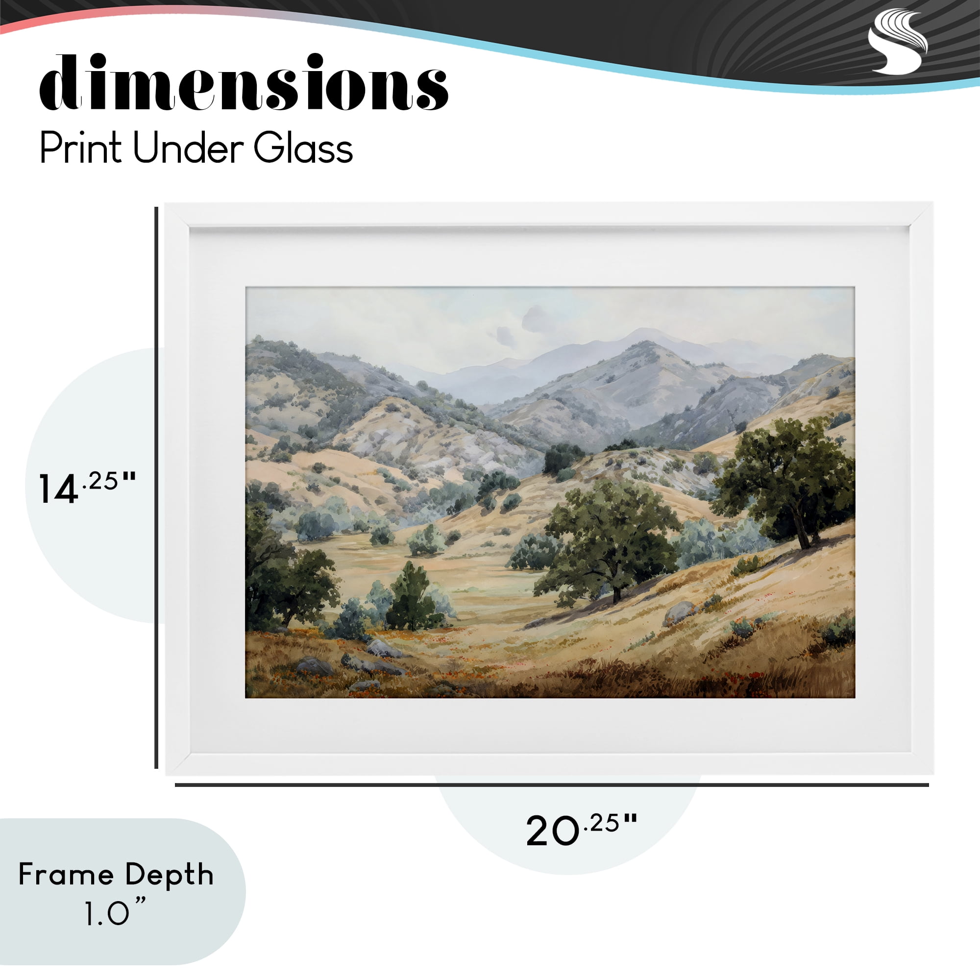 Stupell Industries Mountains and Trees Valley View White Framed Print Under Glass, design by Petal Prints Design