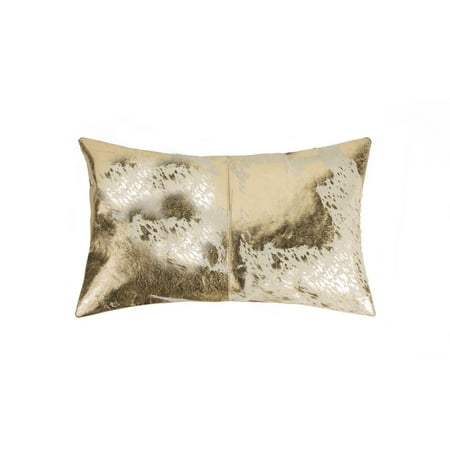 Natural Home Decor Torino Scotland Cowhide Pillow | 1-Piece 12 x20 - NATURAL & GOLD
