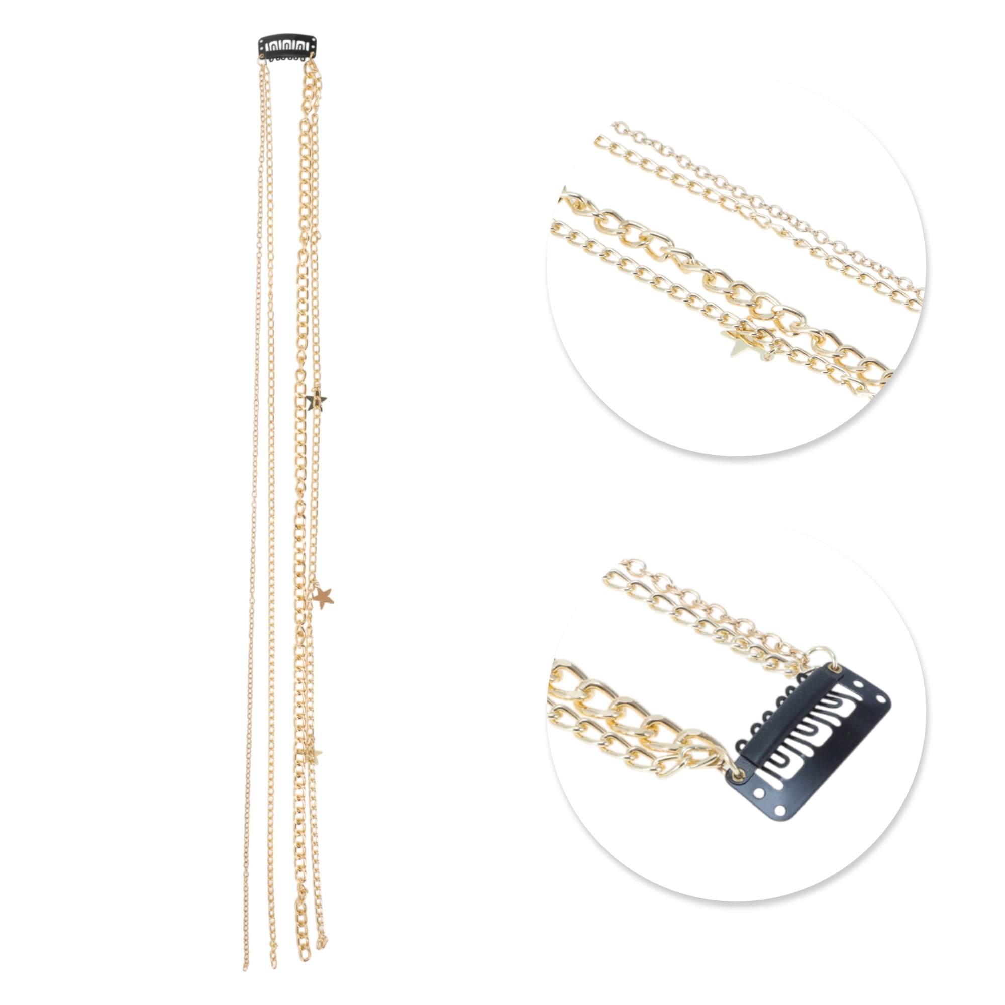 Unique Bargains Stylish Fashion Braided Hair Chain 1Pc for Elegant Looks Gold Tone