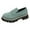 Green, variant on Classic Slip on Penny Loafers for Women 2026 Spring Fall Fashion Casual Leather Platform Chunky Mid Heels Vintage Solid Oxfords Walking Shoes Blue Size 8