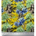 thumbnail image 1 of Soimoi Poly Georgette Fabric Rabbit,Lilac & Pansy Floral Print Fabric by Yard 42 Inch Wide, 1 of 3