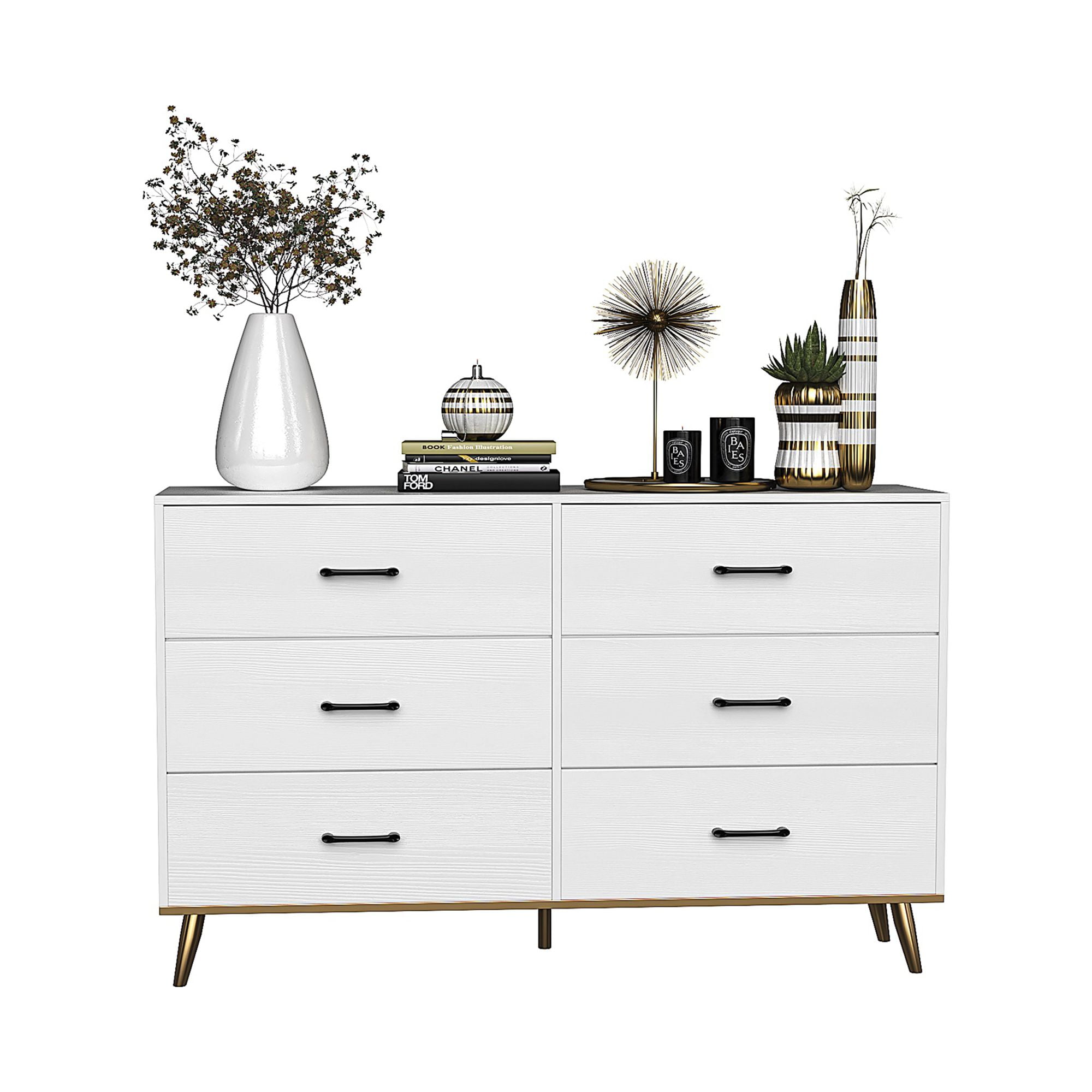 YYAo Wooden Nursery Dresser, 6-Drawer Chest of Drawers for Bedroom, 6 Drawer Long Dresser for Kids Room, Living Room, White YYAo Wooden Nursery Dresser, 6-Drawer Chest of Drawers for Bedroom, 6 Drawer Long Dresser for Kids Room, Living Room, White