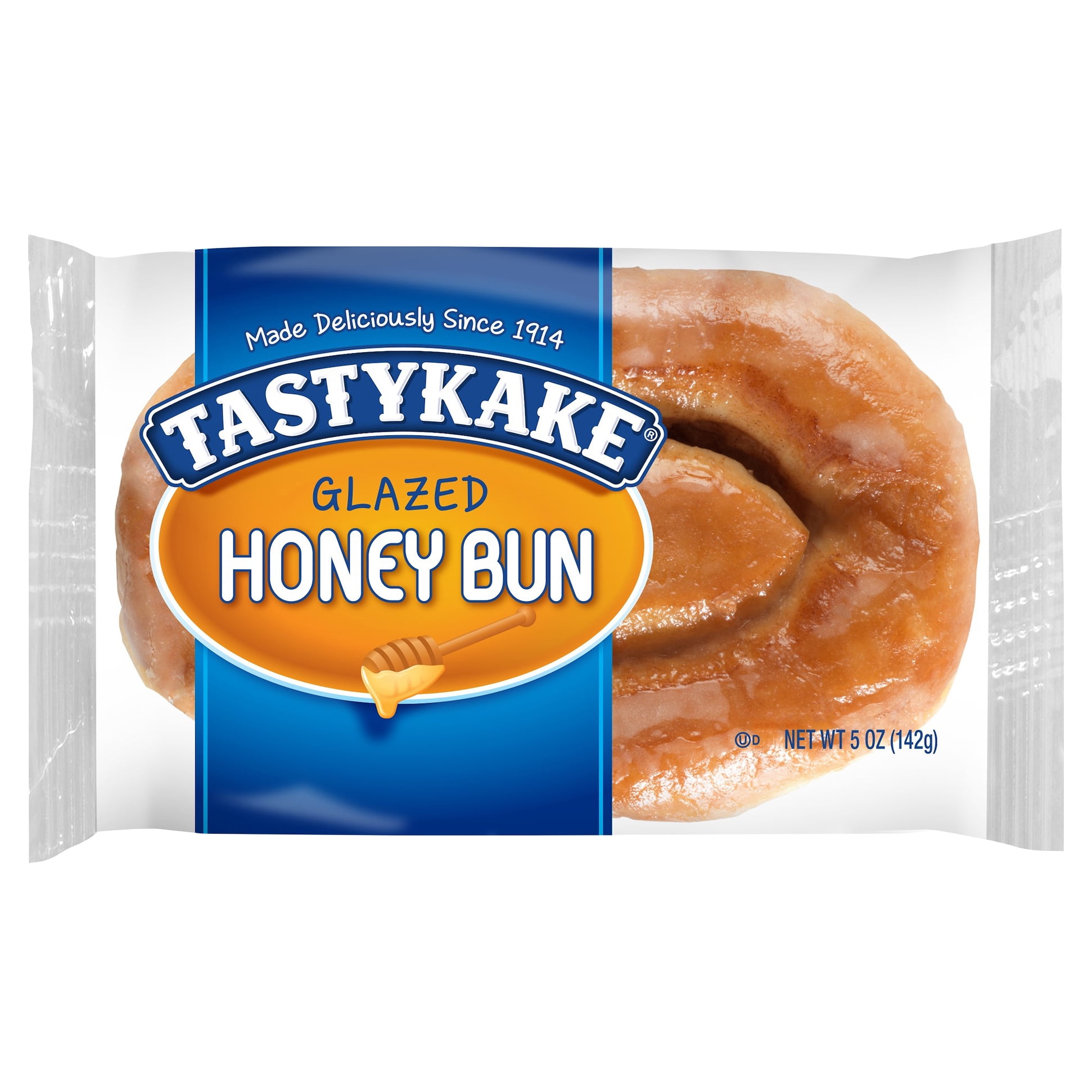 Tastykake Glazed Honey Bun, Individually Wrapped Pastry Snack, 5 oz