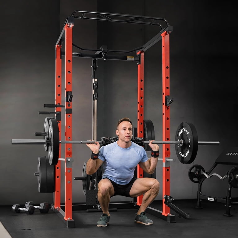RitFit Power Cage, 1000LB with Adjustable Bench, Lat Pull Down