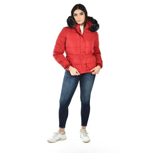 Chamarra con cinto y capucha desmontable Roman Fashion /Juvenil, 8380 (Rojo) rojo M