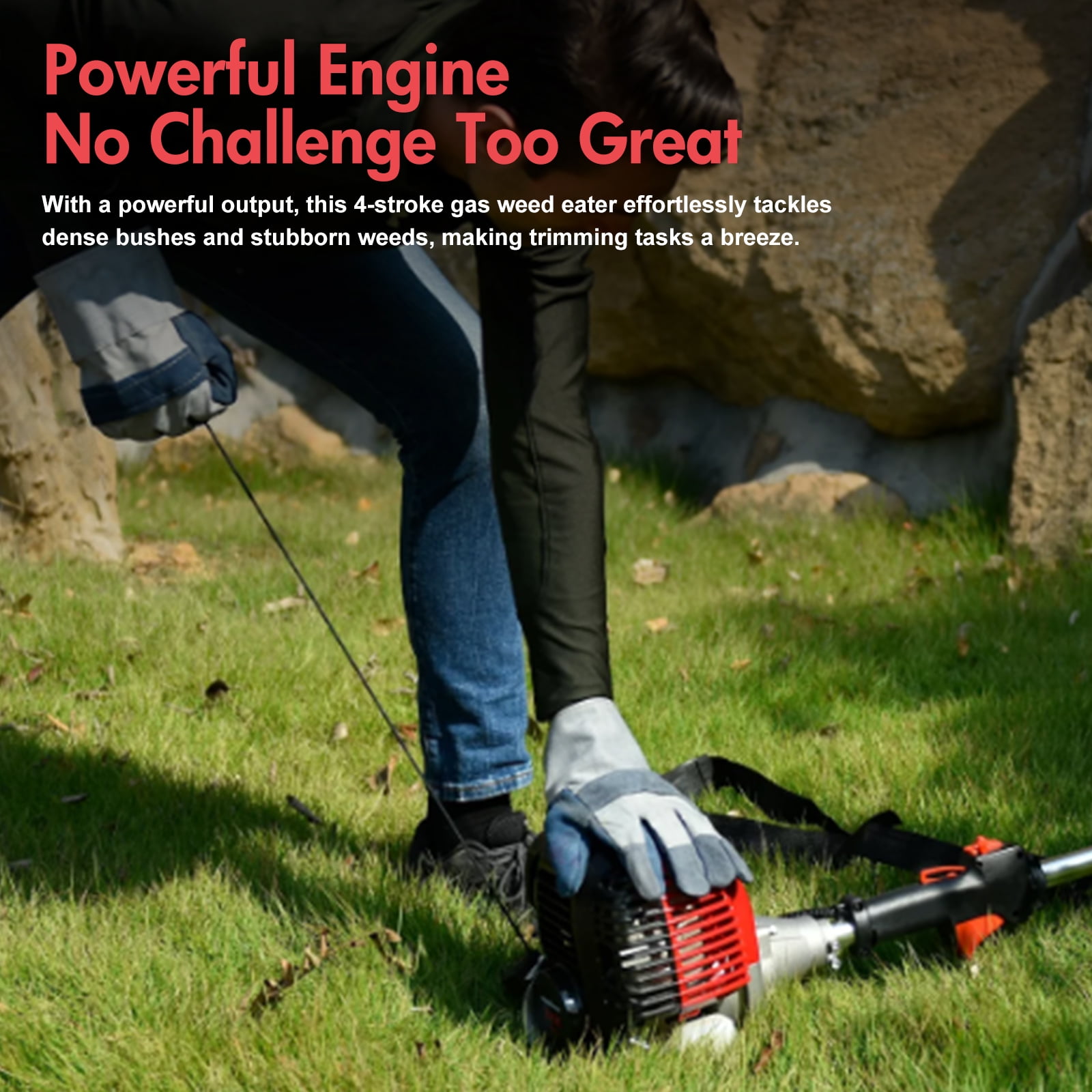 BAOKALER 4-Cycle 31CC 19lb Gas String Trimmer, Weed Wacker and Weed Eaters for Lawns and Grass