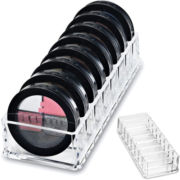 byAlegory Organizador de maquillaje compacto acrílico (resaltador bronceador en polvo) | Almacenamiento de cosméticos de 8 espacios (CLEAR)
