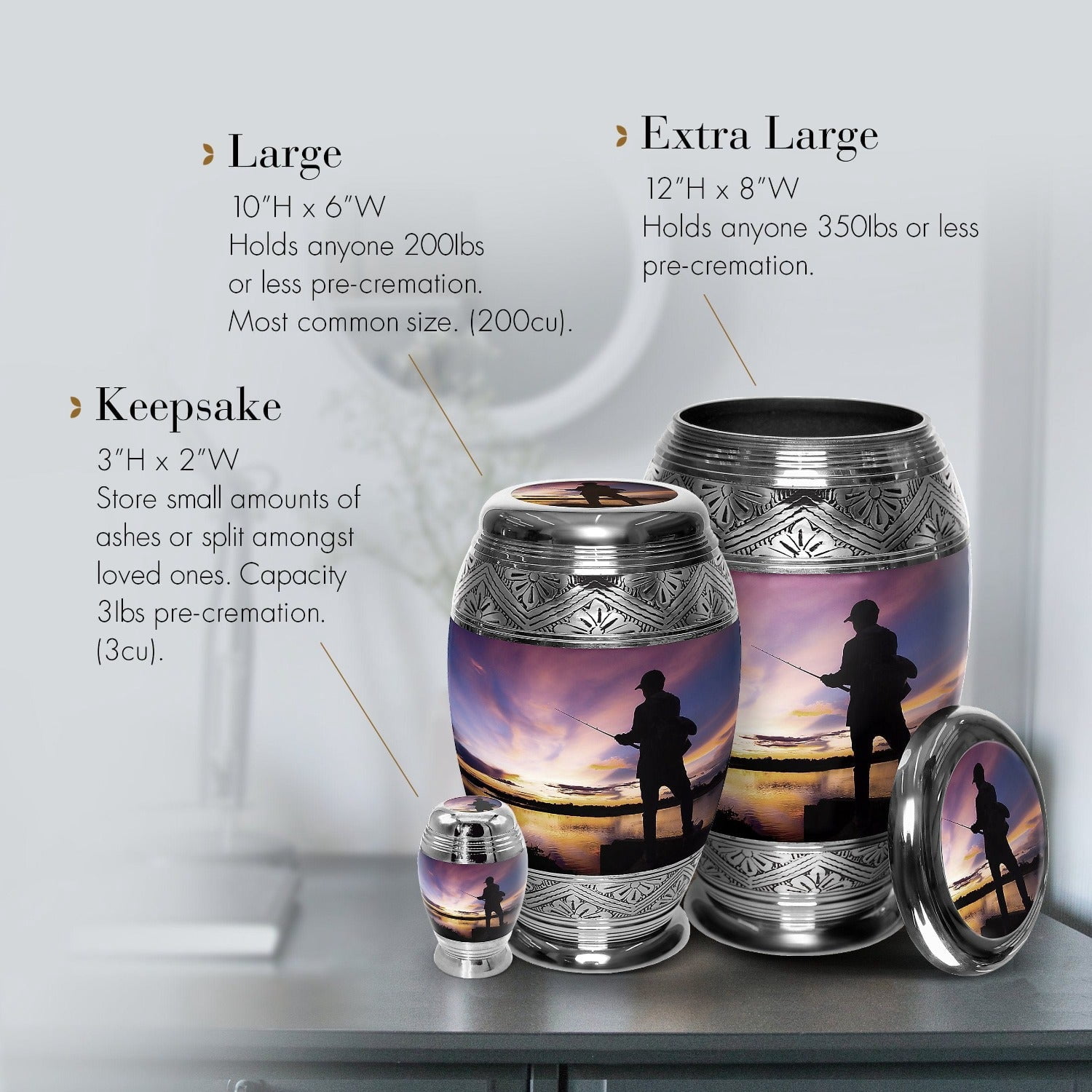 Gone Fishing Urn Cremation Urns for Human Ashes Adult Urns for Cremation Ashes Urns for Adult Cremation Ashes Urns for Ashes Cremation Urns for Human Ashes Adult 200 Cubic Inches XL