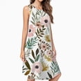 thumbnail image 2 of Pink Floral White Background Pattern Spring Summer Dresses For Women Fashion Dress Casual Sleeveless Loose Sundress With Pockets, 2 of 4
