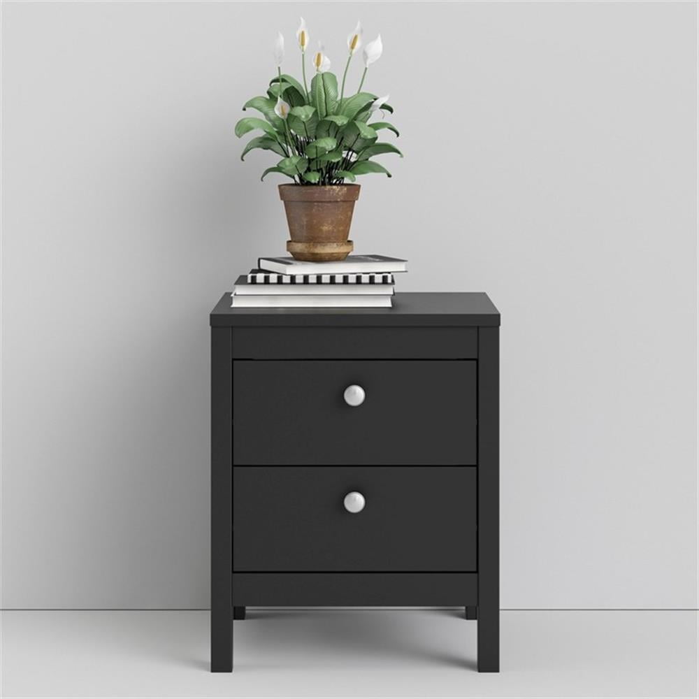 Home Square 2 Piece 2 Drawer Nightstand Set in Black Matte