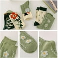 thumbnail image 3 of 5 Pairs Embroidered Floral Socks for Women Combed Cotton Above Ankle Crew Socks, 3 of 7