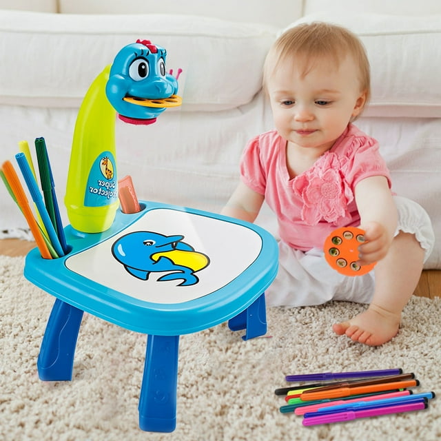 Drawing Projector Table For Boy Girl And Draw Projector Toy With Light Music Smart Projector Desk Erasable Doodle Drawing Board Projection Painting Machine For Kid Less Than 100ml Wall Mop with Long