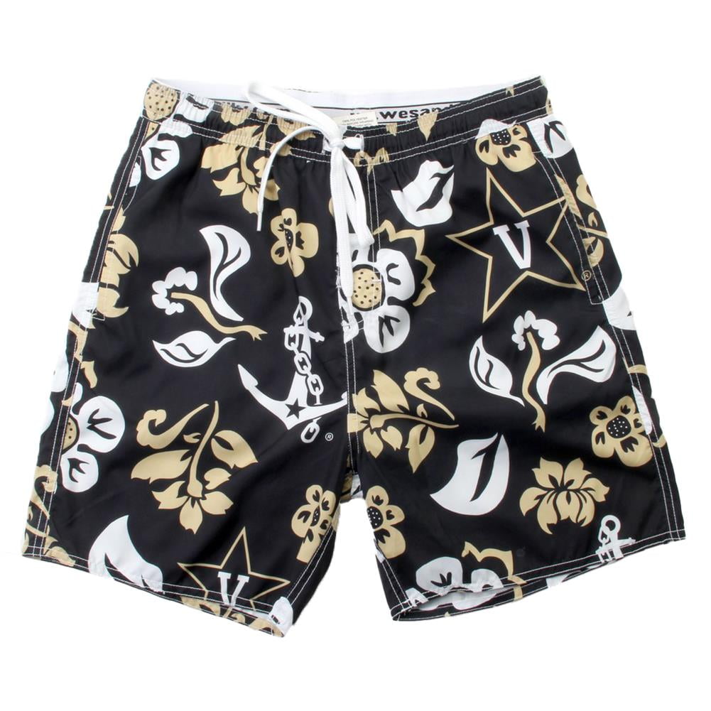 Wes and Willy Men's Vanderbilt University Vandy Swim Trunks Floral Swim