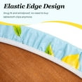 thumbnail image 3 of Round Fitted PEVA Vinyl Tablecloth with Elastic Edged & Flannel Backing, Waterproof Wipeable Round Table Cover for Indoor Outdoor Patio Use - Fits Tables up to 36"-44" Dia. (Lemon), 3 of 6
