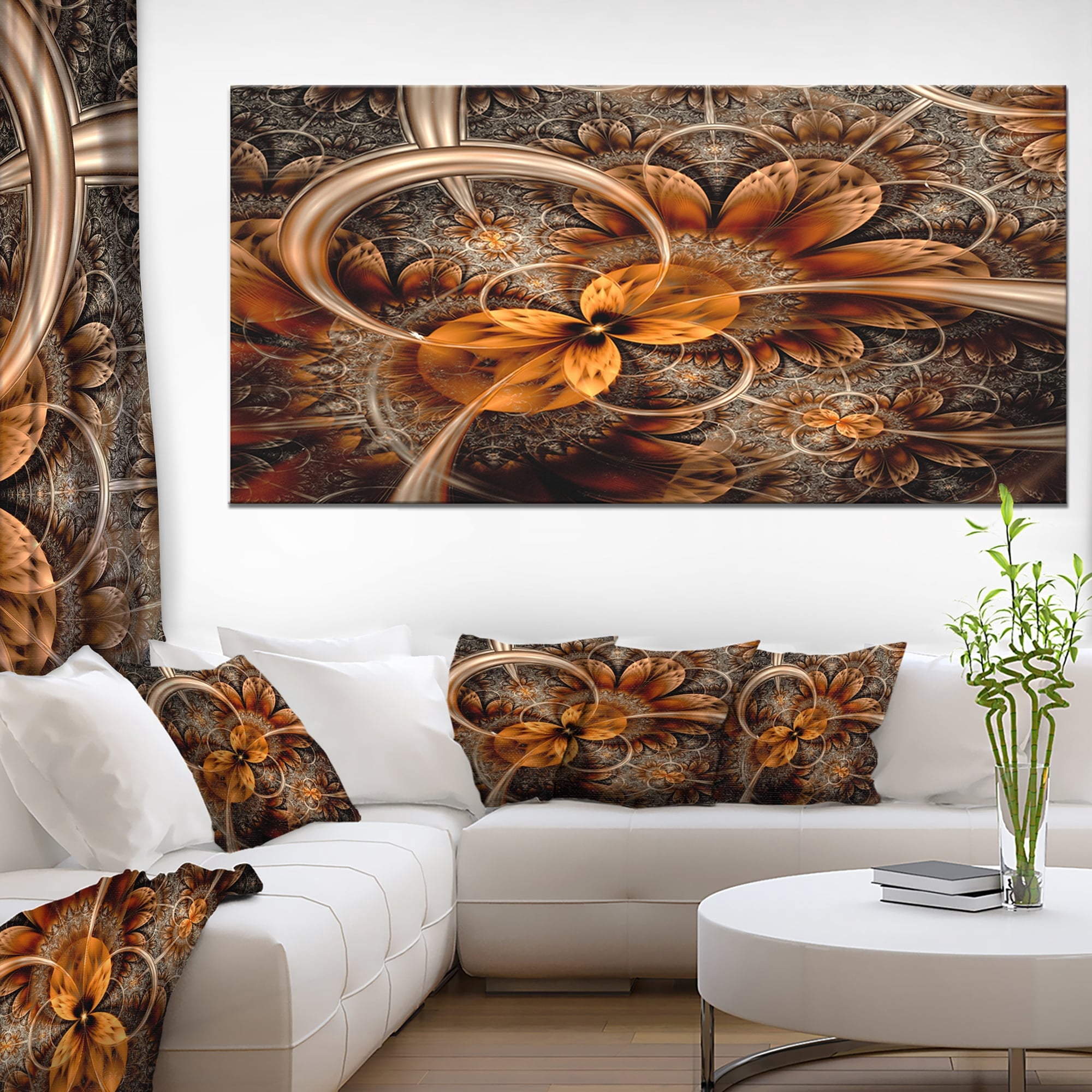 Designart 'Dark Orange Fractal Flower ' Abstract Canvas Art Print