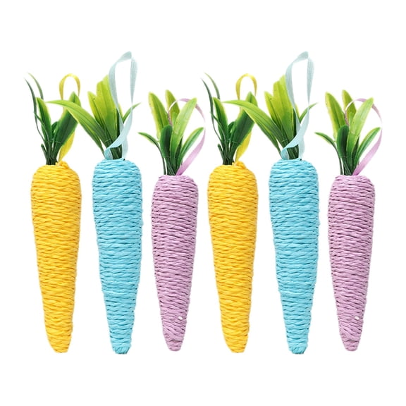 Easter Carrot Decorations, Set of 6 Foam Carrots with Jute Twine, Hanging Ornaments for Spring, Easter Tree, Bunny Decor, Party Supplies, Kindergarten, Home Festive Decor