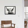 thumbnail image 4 of Nawypu  Sylvie B&amp;W Highland Cow Portrait Framed Canvas Wall Art Gray, Rustic Farm Animal Art for Wall, 4 of 4