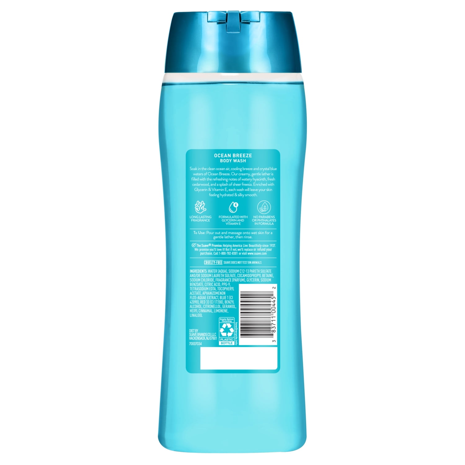 (4 pack) Suave Ocean Breeze Moisturizing Body Wash with Glycerin & Vitamin E, 18 FL OZ