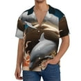 thumbnail image 3 of Honeii 's Coral Fish Dolphin for men's short-sleeved button-up collared shirt featuring a pocket, perfect for beach vacations, and travel adventures., 3 of 5