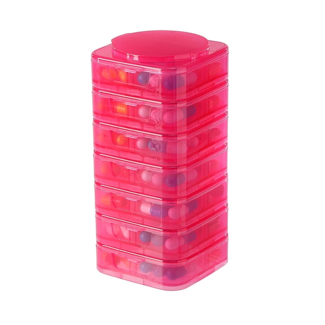 7pcs Pill Box Organizer Small Compact Modular Design Detachable High-visibility Color Container for Medication And Supplements