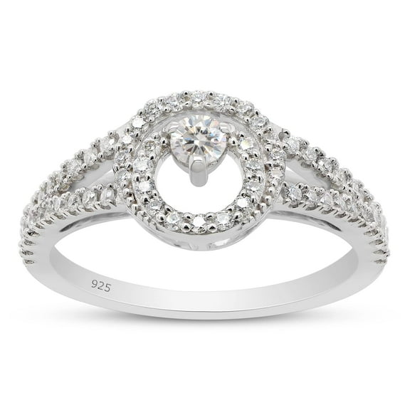 2/5 ct. t.w Round Cut Lab Created Moissanite Diamond Swirl Halo Wedding Engagement Ring 14K White Gold Over Sterling Silver(G-H Color,VVS1 Clarity,0.40 Cttw)-4