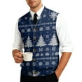 thumbnail image 5 of Resicozy Mens Christmas Vest Xmas Print V Neck Holiday Tree Snowflake Fashion Vest Party Winter Tops Blue 3XL, 5 of 7