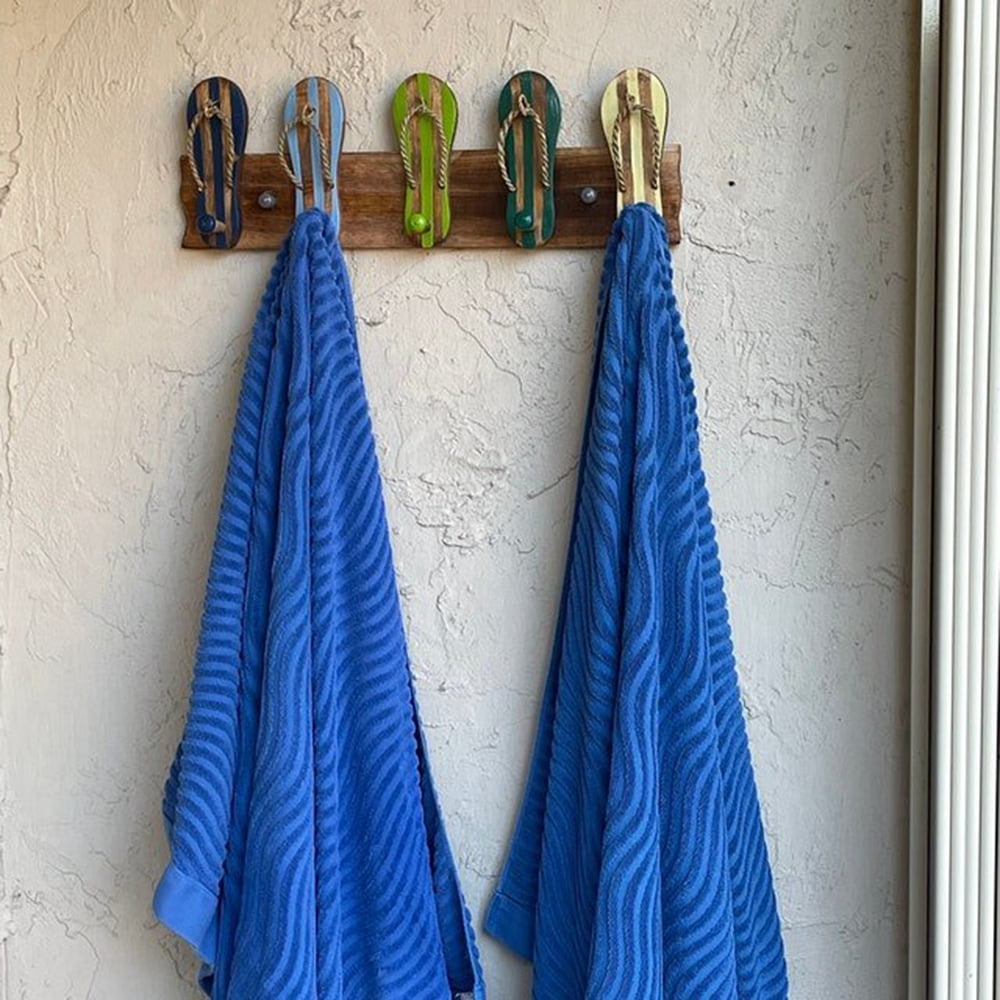 Wooden Tropical Beach FLIP Flops Sign Towel Wall Hook Hanger Pool House Decor Coastal Beach Flip Flop Decor