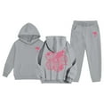 thumbnail image 6 of LIUYUNNN Kids Toddler Sweatsuit 2PC Long Sleeve Letter Grey Sweatshirt Sweatpants Winter Clothes Clothes for 6-7 Years Old Girls Boys Girls Fall and Winter Outfits, 6 of 6