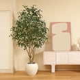 thumbnail image 5 of 8ft Artificial Ficus Tree with 18 inch White Planter, Tall Fake Ficus Trees for Indoor, Faux Ficus Silk Tree, Large Ficus Plants for Home Decor and Housewarming Gift, 5 of 8