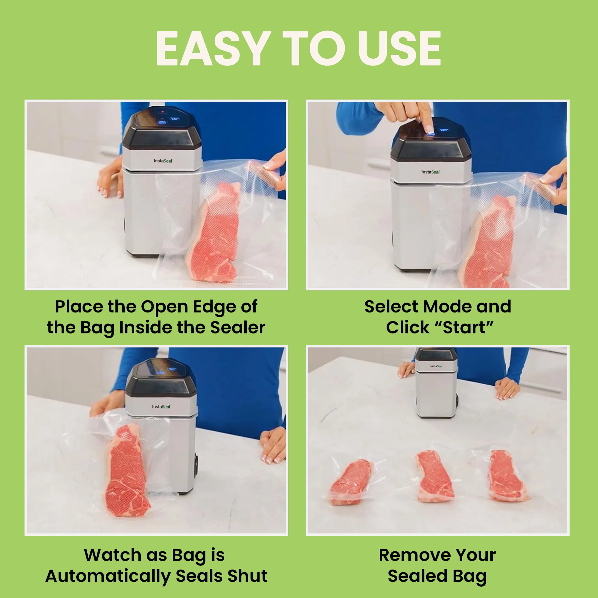 InstaSeal Food Vacuum Sealer Machine, Upright Vacuum Sealer Machine Allows to Vacuum Seal Liquids, Food Sealer, Keeps Food Fresh Longer As Seen on TV Products
