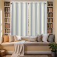 thumbnail image 3 of Blue Stripe Kitchen Curtains, Modern Farmhouse Geometric Retro Striped Light Filtering Window Curtain Panels, 2Pcs Rod Pocket Window Treatments Set for Living Room Bathroom Bedroom 42x63 Inches, 3 of 9